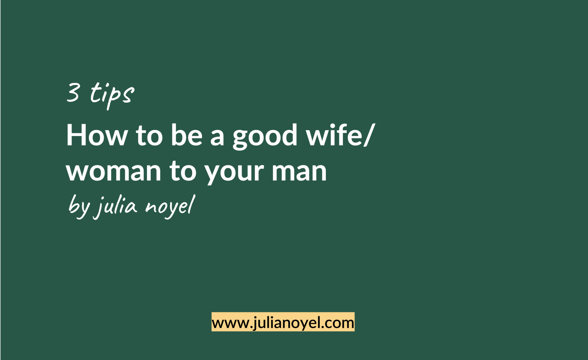 How to be a good wife: woman to your man by julia noyel